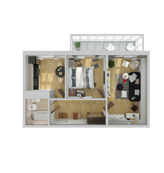 Планировка двухкомнатной квартиры 58,6 м²